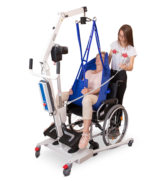 aacurat genius patient lift as a sling lift or upright lift